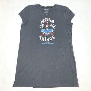 Universal Studios Sleep Shirt Womens Size L/XL Gray Pajama Top Dr‎ Suess